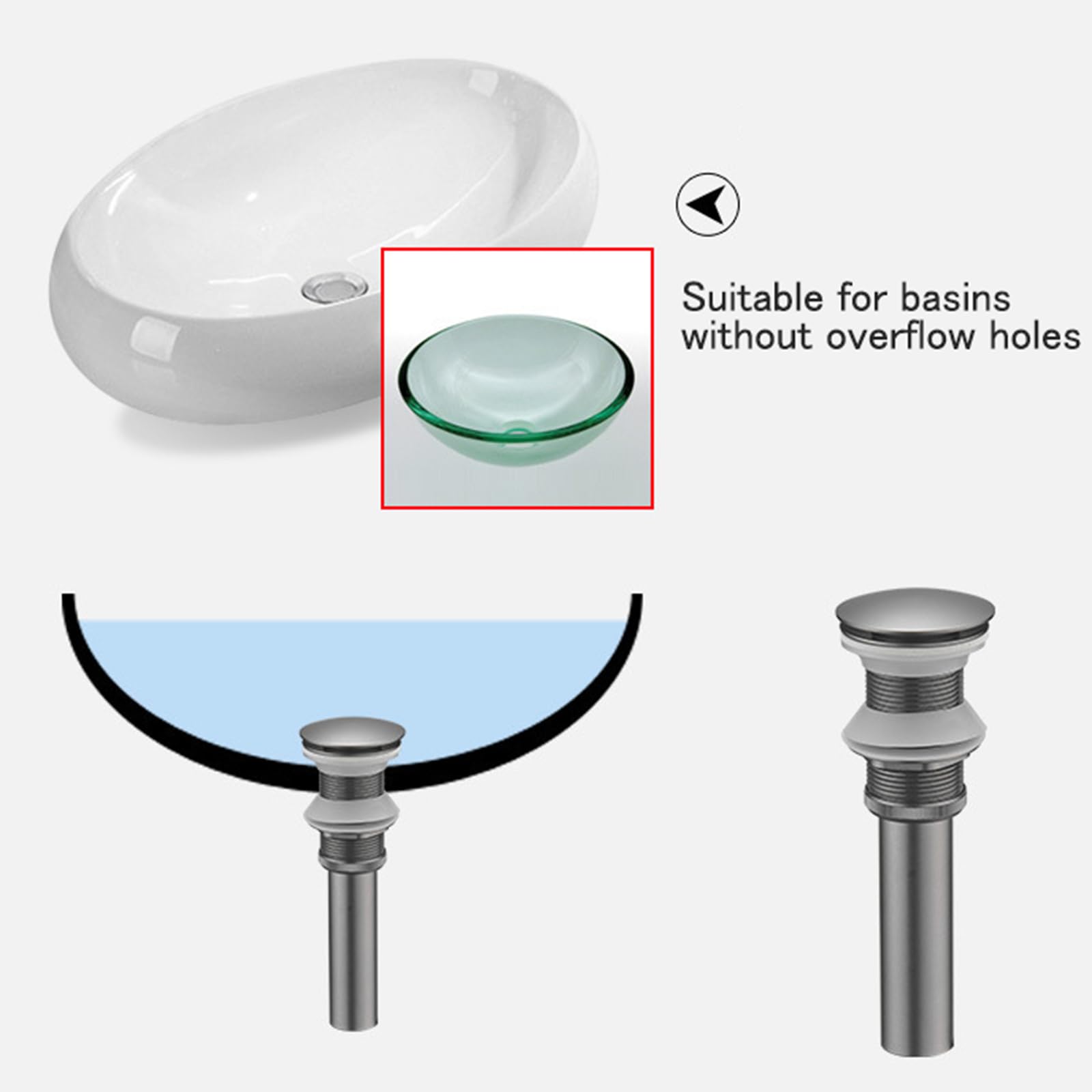 Piletta Lavabo Bagno Click Clack Piletta Di Scarico Per Lavabo Scarico Lavabo Bagno Universale Piletta Lavandino Bagno Tutto In Rame,grigio Canna Di Fucile,Non Poroso