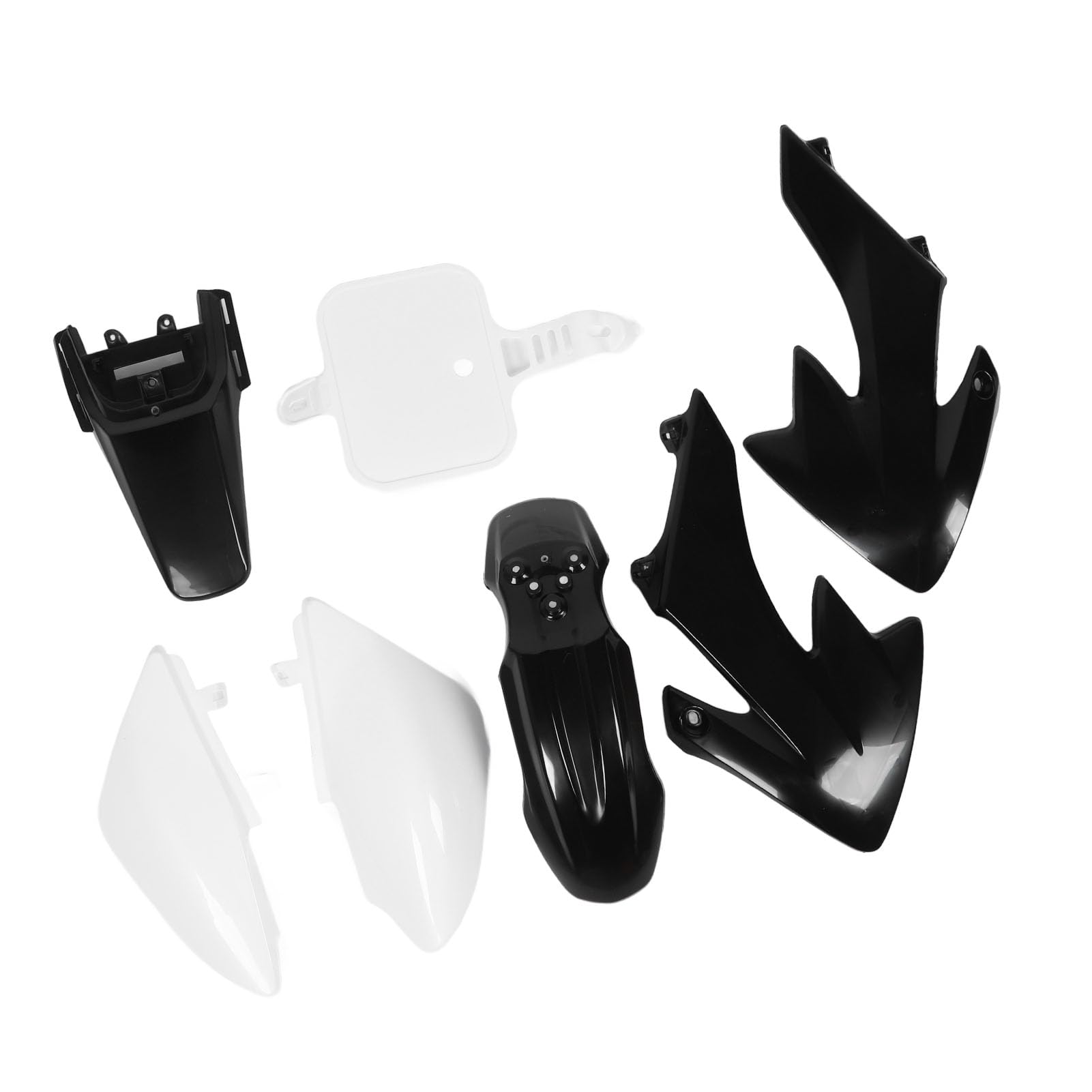 Alomejor Zestaw Owiewki Motocykla Zestaw Owiewki Plastikowy Kompletny ABS 7-częściowy Osłon Przeciwbryzgowych do CRF50 XR50 od 50 Cm3 do 160 Cm3 Pit Dirt Motor Trail Bike Riders (Cztery czarne i
