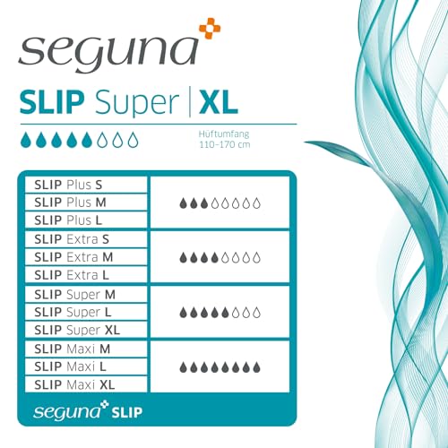 SEGUNA Slip Super, Inkontinenz Windeln für Erwachsene, Frauen, Männer, Windeln bei schwerer Blasenschwäche, Stuhlinkontinenz (XL (Beutel 16 Stück))