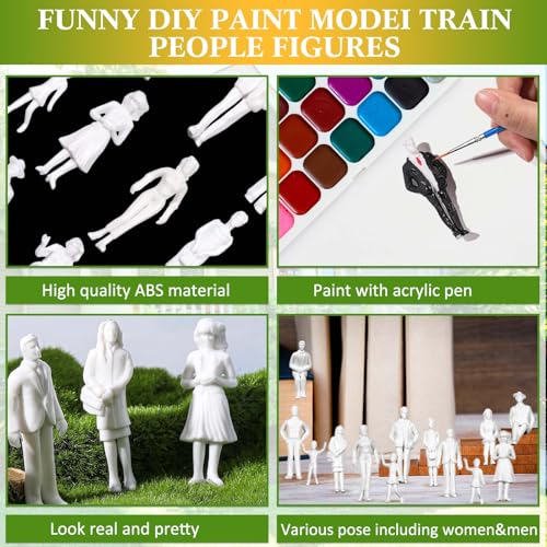 Image of Namalu 30 Pcs, 1: 25 Scale Scale White Unpainted Mini People Figures Miniature People for Model Trains Architectural Standing and Sitting Mini Diorama Figures for Architectural Project