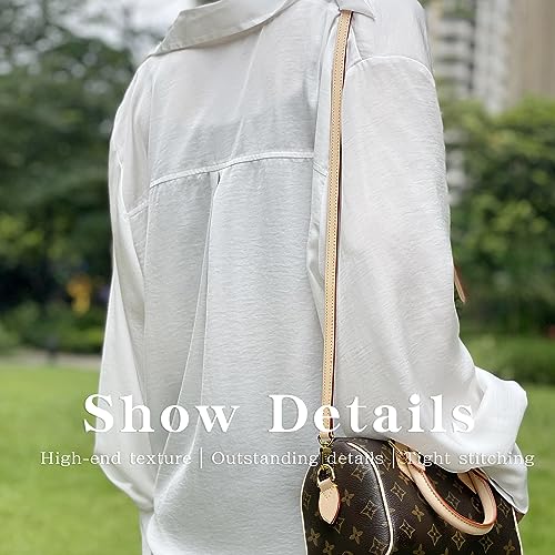 Image of Vachetta Leather Strap for Speedy Bag, Multi Length Handmade Adjustable Cowhide Crossbody Purse Strap for Handbag 【0.47 Inch Wide, Beige】