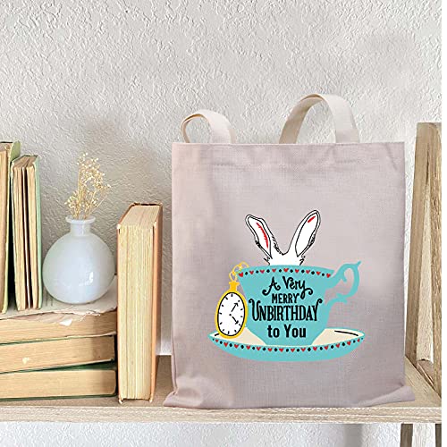 Bolso tipo tote Princess de BDPWSS con frase 'A Very Merry Unbirthday To You', para mujeres, ideal como regalo temático de cuentos y libros miniatura 2