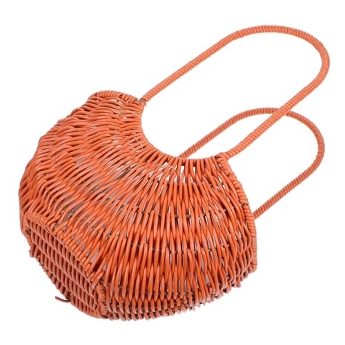 Cabilock Hand Woven Flower Basket with Handle Rustic Imitation Rattan Pot for Floral Arrangements for Weddings Birthdays Home Garden Decor