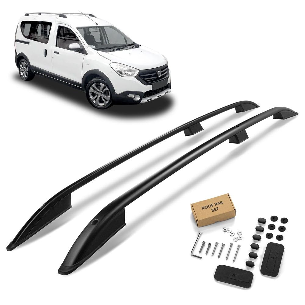 CHROMEMASTER | Barras Portaequipajes, Rieles de Techo Compatible con Dacia Dokker 2012-2021; Se Utilizan para el Montaje de Portaequipajes de Techo, Cajas de Techo o Portabicicletas; Aluminio