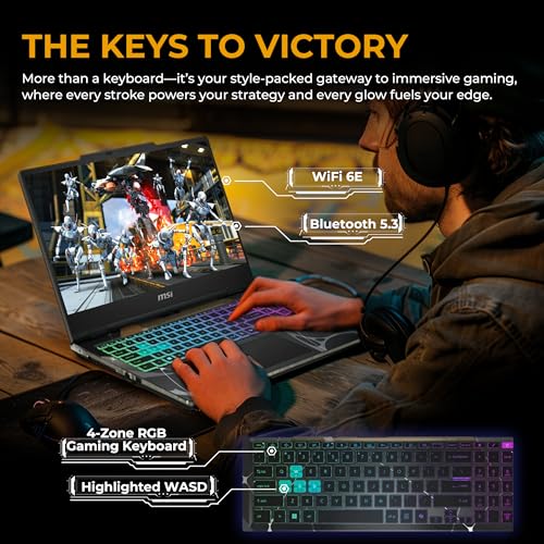 Image of msi Cyborg 15.6 inch Gaming Laptop, NVIDIA GeForce RTX 5060,Intel Core 7 240H, 64GB RAM, 5TB (4TB SSD&1TB Docking Station Set), Backlit Keyboard, HD Webcam, Wi-Fi 6E, Win 11 Pro, Black