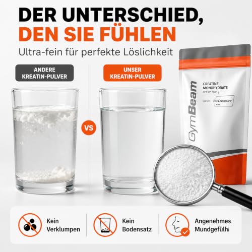 GymBeam Creapure ® Creatin Monohydrat Pulver - Made in Germany - mikronisiert, hochdosiert, 100% reines Kreatin, vegan… – Ansicht 3