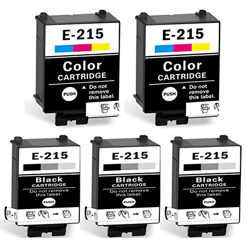 🔥 Cashback up to 70% 215 Ink Cartridges T215 Compatible for WF-100 WF-110 Printer (3 Black, 2 Tri-Color, Pigment, 5 Packs)