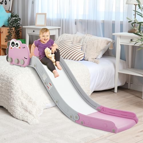 Sofa Slide, Couch Slider for Kids, Easy Moving & Freestanding Install Bed Sofa Table Stairs Toy, Pink Cute Dinosaur