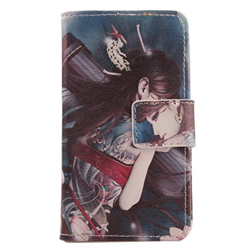 Lankashi PU Leather Housse Case Cover Cuir Coque Etui Flip Skin pour Kazam Thunder 2 4.5L Zither Girl Design
