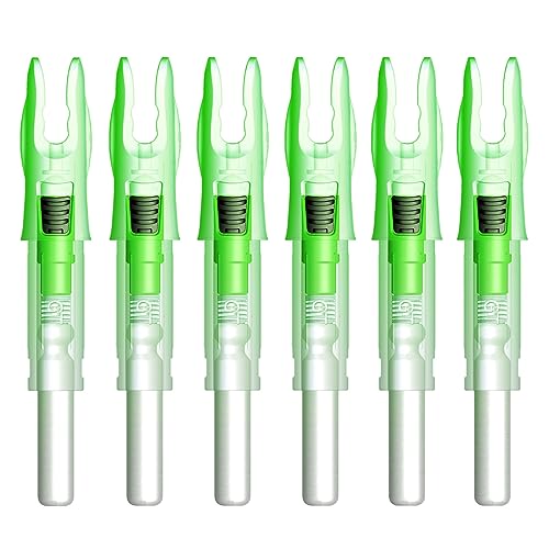 CosiComu GT Lighted Nocks for Arrows with .246 Inside Diameter Bolts with ON/Off Switch Light up Knocks Compound Bow LED Arrow Nocks for Hunting Shooting 6-Pack