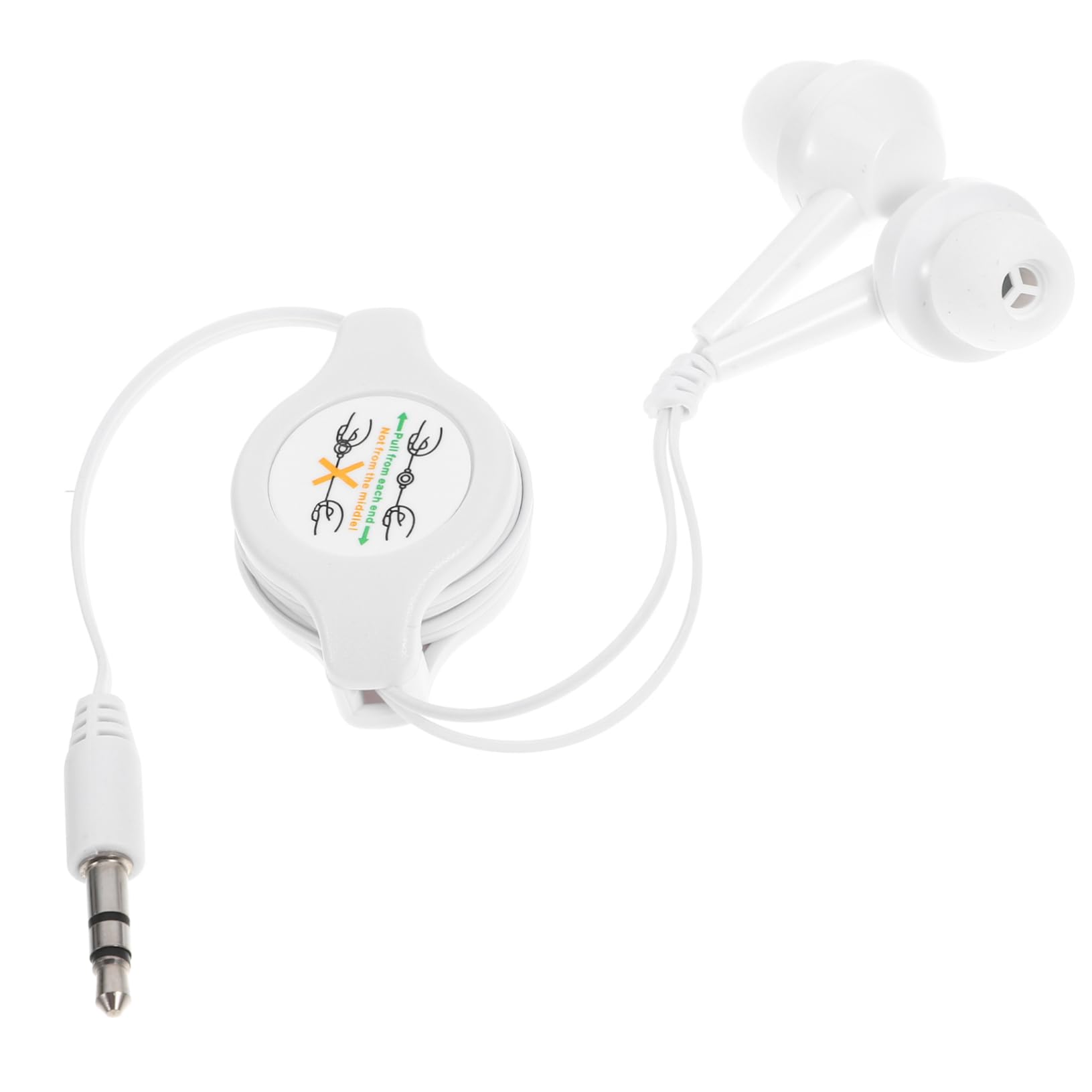 Angoily Ear Earphones Retractable Earbuds with Jack Lightweight Portable Headphones for Players and Digital Devices White