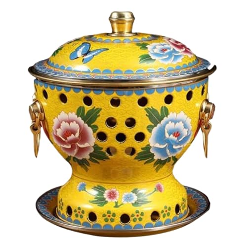 INUUXLG Chinese Hot Pot Single Person Small Copper Pot Hot Pot Chinese Traditional Hot Pot by Commercial Cookware Hot Pot(Yellow) (Blue 19 * 24 * 18cm) (Yellow