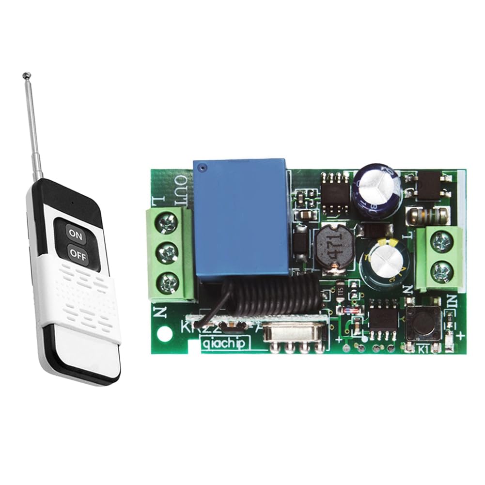 Littimoon 433MHz Wireless Remote Control Switch for Lights, Fans 110V/220V, 10A Relay, 100m Range, /Off