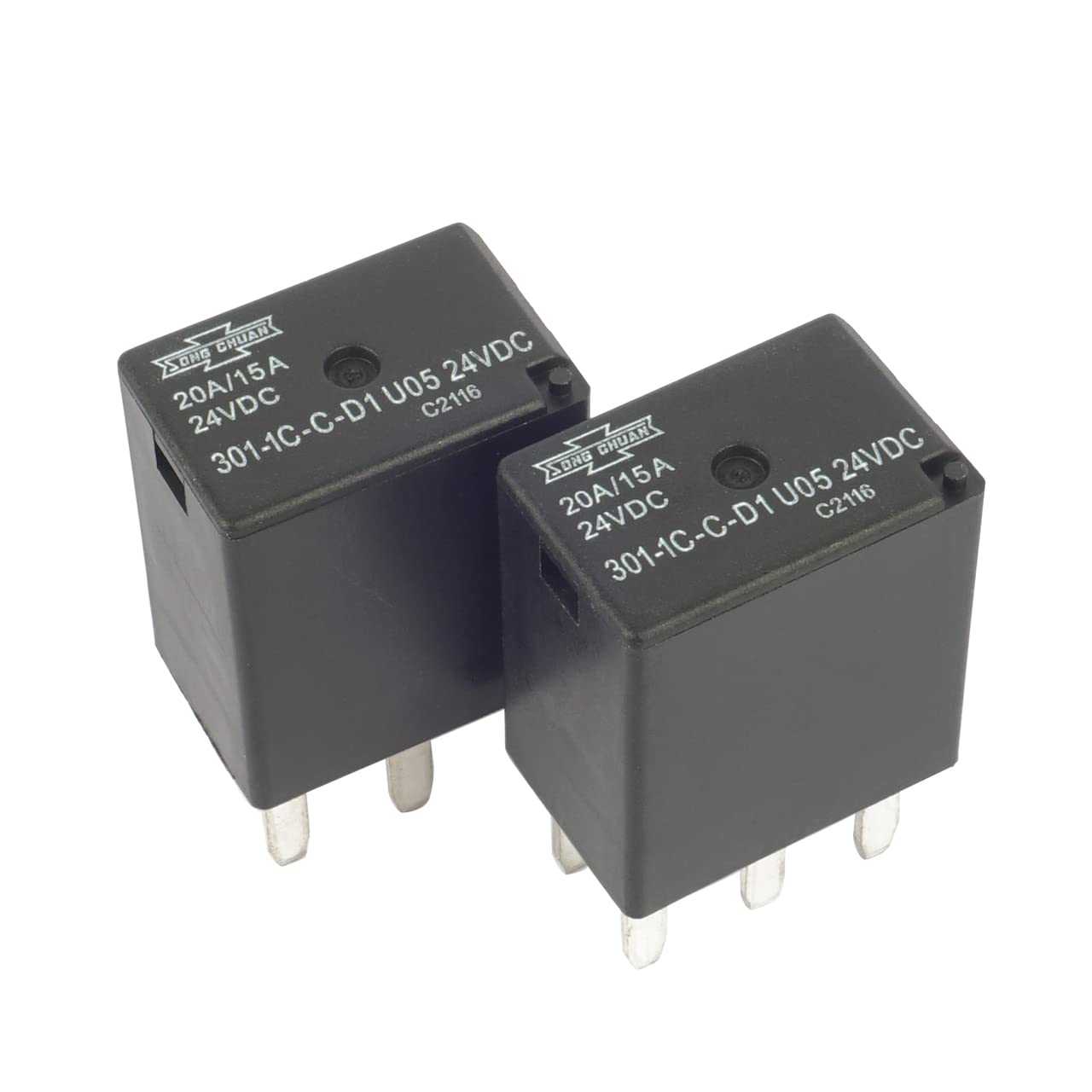 (Pack of 2) 301-1C-C-D1 U05 12VDC 35A Automotive Power Relay 5 Pins with Flux Tight
