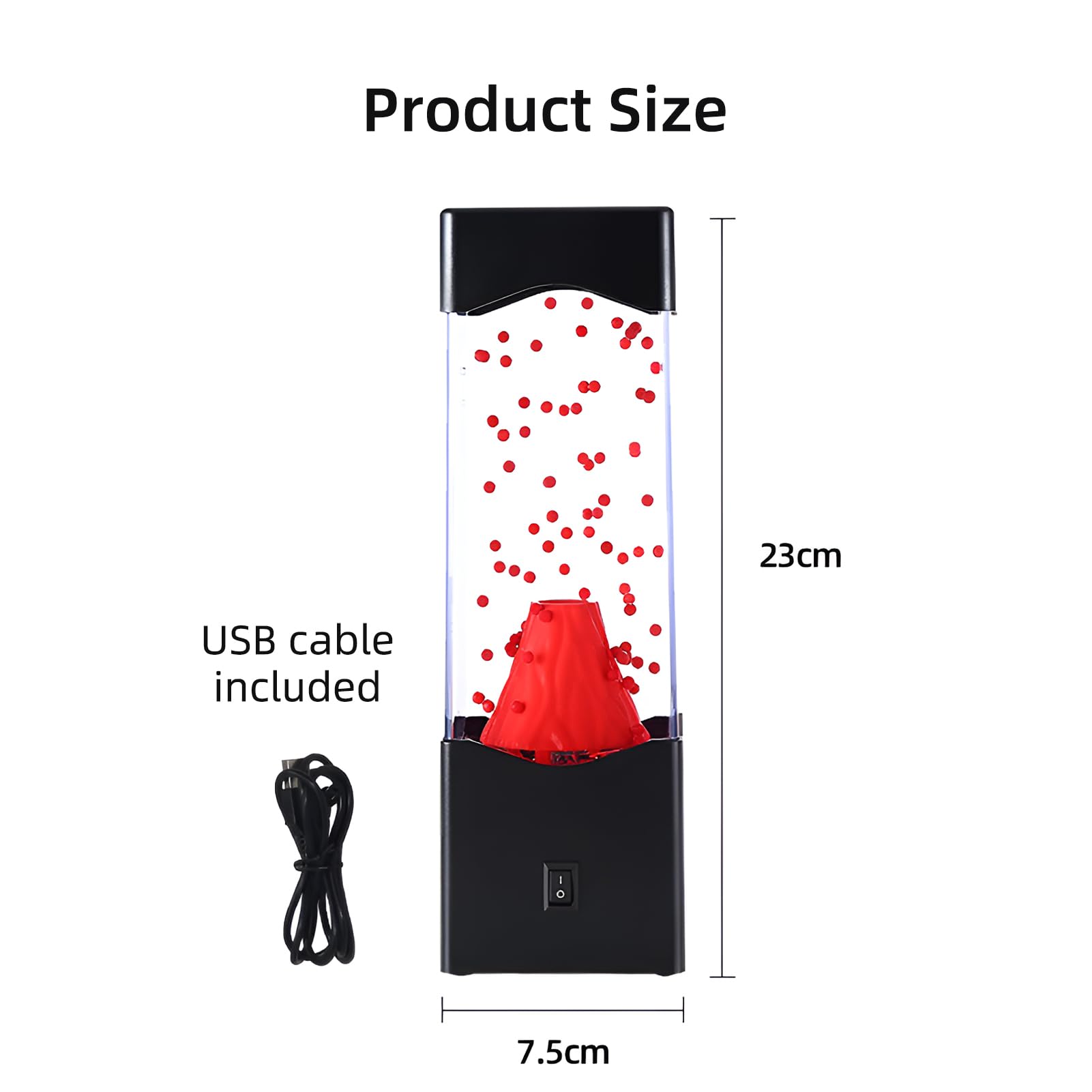 Syfunlv Lavalampe,Roten LED Vulkan Nachtlicht,Aquarium Nachttischlampe,USB Desktop Schlaf Lichter,Kreativität Stimmungslicht,für Innenbereich Zuhause Schlafzimmer koration Geschenke (Stil 2)