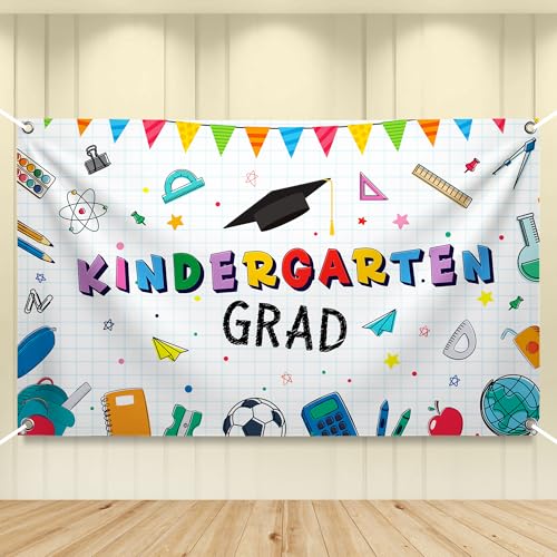 Image of KatchOn, Kindergarten Graduation Backdrop - Large 72x44 Inch | Kindergarten Grad Banner | Kinder Grad Backdrop | Graduation decorations 2026