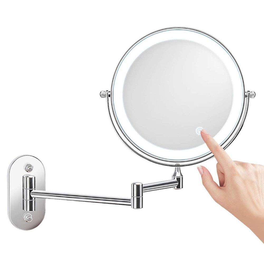 Miroir de courtoisie pivotant extensible en finition chromée pour coiffeuse chic