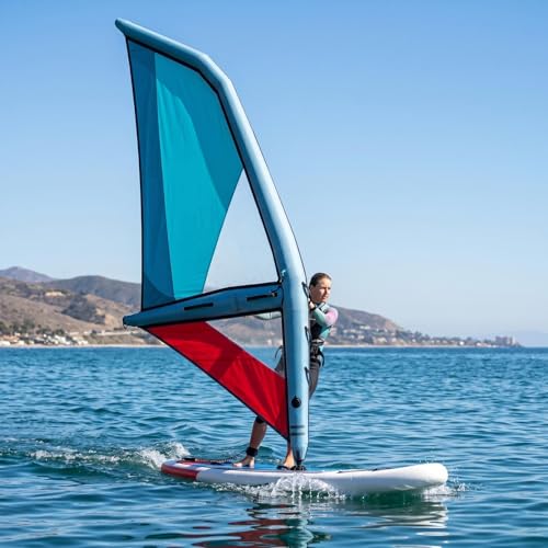Inflatable Surfing Wing Windsurfing Sail, 360Â° Rotatable Base for Enhanced Maneuverability, Includes Backpack, Portable Kitesurfing Kite Ideal for Beach and Water Sports Enthusiasts,Blue-3.2ãŽ¡