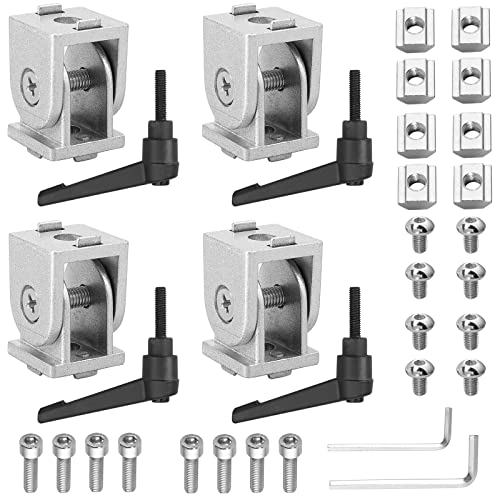 JiGiU 2020 Conector de Ángulo Ajustable 4 Piezas Conector para Perfil de Aluminio Rango de Rotación de 180°con Abrazadera de Palanca Accesorios de Montaje de Palanca para Impresora 3D