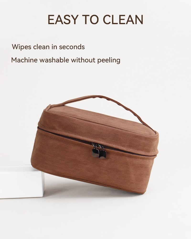 Cosmetic Bag for Women, Large Makeup Bag with Detachable Small Bag, Waterproof Makeup Pouch with Handle & Multiple Compartments, Smooth Zippers, Easy to Clean, Built to Last for Home, Travel - Image 3