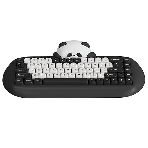 YUNZII C68 Panda Wireless Mechanical Gaming Keyboard, 68 Keys Cute Layout with PBT Keycaps,RGB Backlit, Hot Swappable,Creamy Switches,BT5.0/2.4G/Wired for Win/Mac (Panda Switch,Black) - Panda Switch - Black