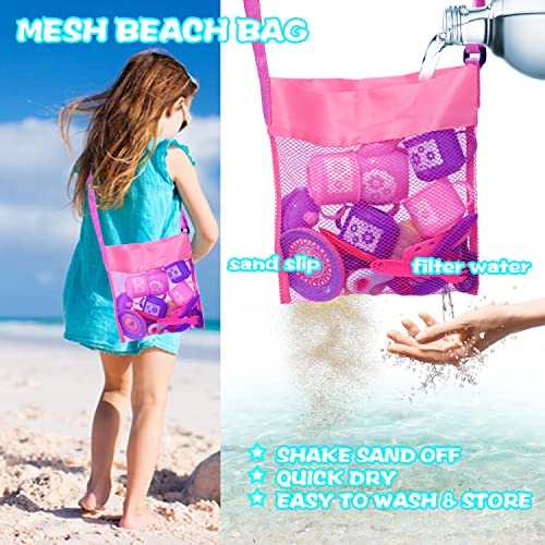 Gidgod 33Pcs Ice Cream Cake Beach Sand Toys Set For Kids,Collapsible Sand Bucket And Teapot Set Mesh Bag Toys For Toddlers Age 2 3 4 5 6 8 Pretend Food Sand Molds #TOP3