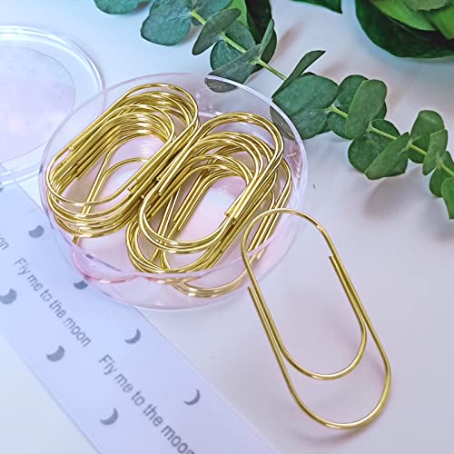 Gold Jumbo Paper Clips 20Pcs Oversized Gold Paperclips 50Mm/2 Inch Non Skid Smooth Finish Steel Wire Office Supply Accessories #TOP5