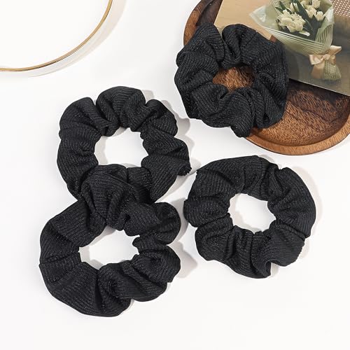 Image of Ivyu Hair Scrunchies for Women - Hair Ties No Damage Both for Thick Hair or Thin Hair Curl Hair No Crease Black Scrunchies Ponytail Holder No Hurt Your Hair