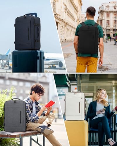 LOVEVOOK Handgepäck Rucksack, 40L Groß Reiserucksack Herren Damen Kofferrucksack Flugzeug Tasche, Travel Backpack Carry On Luggage für 17 Zoll Laptop, Reisetasche Koffer Cabin Bag für Reise, Schwarz