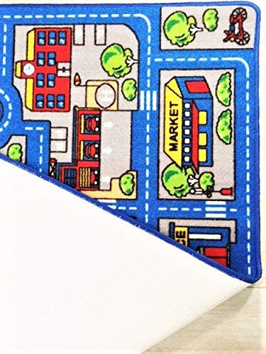 Mybecca Kids Rug Town Map 5' X 7' Childrens Area - Street Map Non Skid Backing (59