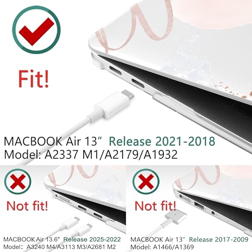 DONGKE Compatible with MacBook Air 13 inch Case 2021 2020 2019 2018 Release A2337 M1 A2179 A1932 with Retina Display Touch ID, Plastic Hard Shell & Keyboard Cover & Screen Film - Abstract Flowers by DONGKE - Image 3