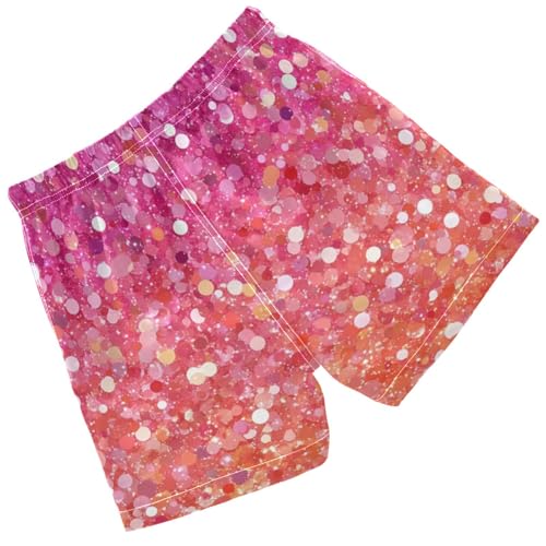 Pigsaly Boys Swim Trunks Oeange Apricot Pink Gradient Flashing Glitter Boys Board Shorts Swimsuit Swimwear Bathing Suit XS2