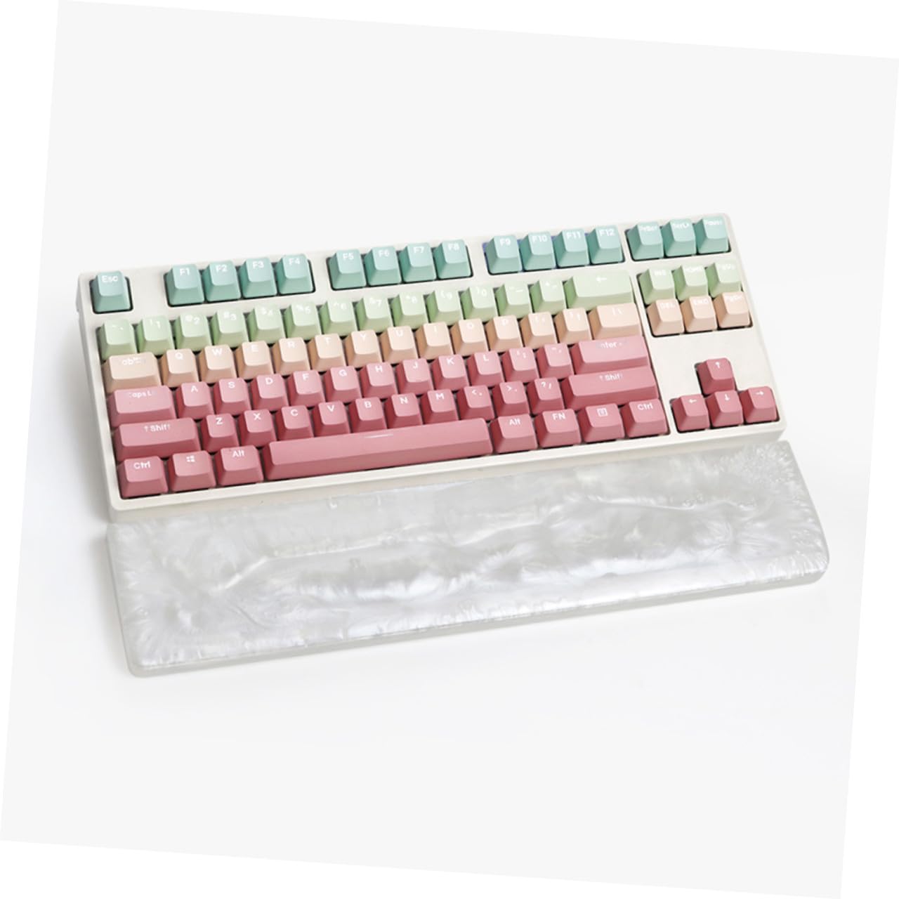 FOMIYES Handgelenkauflage Tastatur Handgelenkstütze Weiß Perlmutt Harz Rutschfest Büro Gaming Zubehör