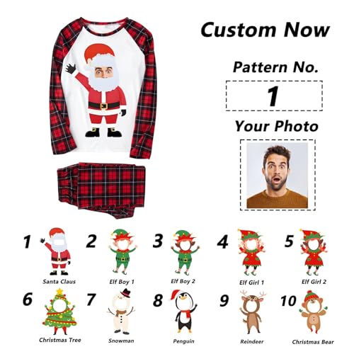 Personalized Christmas 2025 Pajamas for Family With Face Photo Custom Funny PJ Matching Sets for Couples Sleepwear2