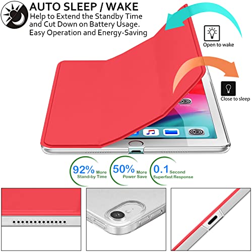 Image of DuraSafe Cases for iPad PRO 11 Inch 2018 1 Gen [ PRO 11 1st ] A1980 A1934 MTXN2HN /A MTXP2HN /A MTXR2HN /A MTXQ2HN /A MTXT2HN /A MTXU2HN /AiPad Cover with Translucent Frosted Hard Back - Red