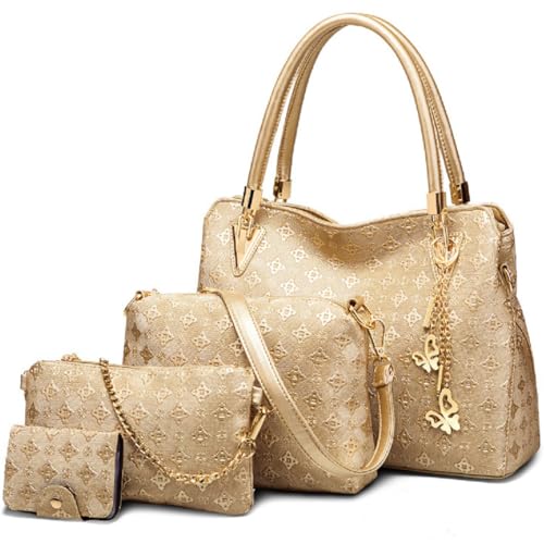 Bolso Tote de cuero sintético para mujer 4 piezas
