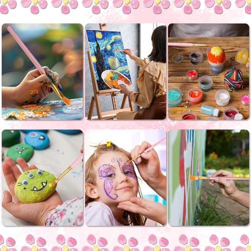 OWill 30 PCS Paint Brush Set, Nylon Professional Artist Paint Brushes for Acrylic Painting, Oil Painting, Watercolor Painting,Face Painting, Small Acrylic Paint Brushes for Artists, Adults, Kids(Pink) 9 OWill 30 PCS Paint Brush Set, Nylon Professional Artist Paint Brushes for Acrylic Painting, Oil Painting, Watercolor Painting,Face Painting, Small Acrylic Paint Brushes for Artists, Adults, Kids(Pink) - Image 9