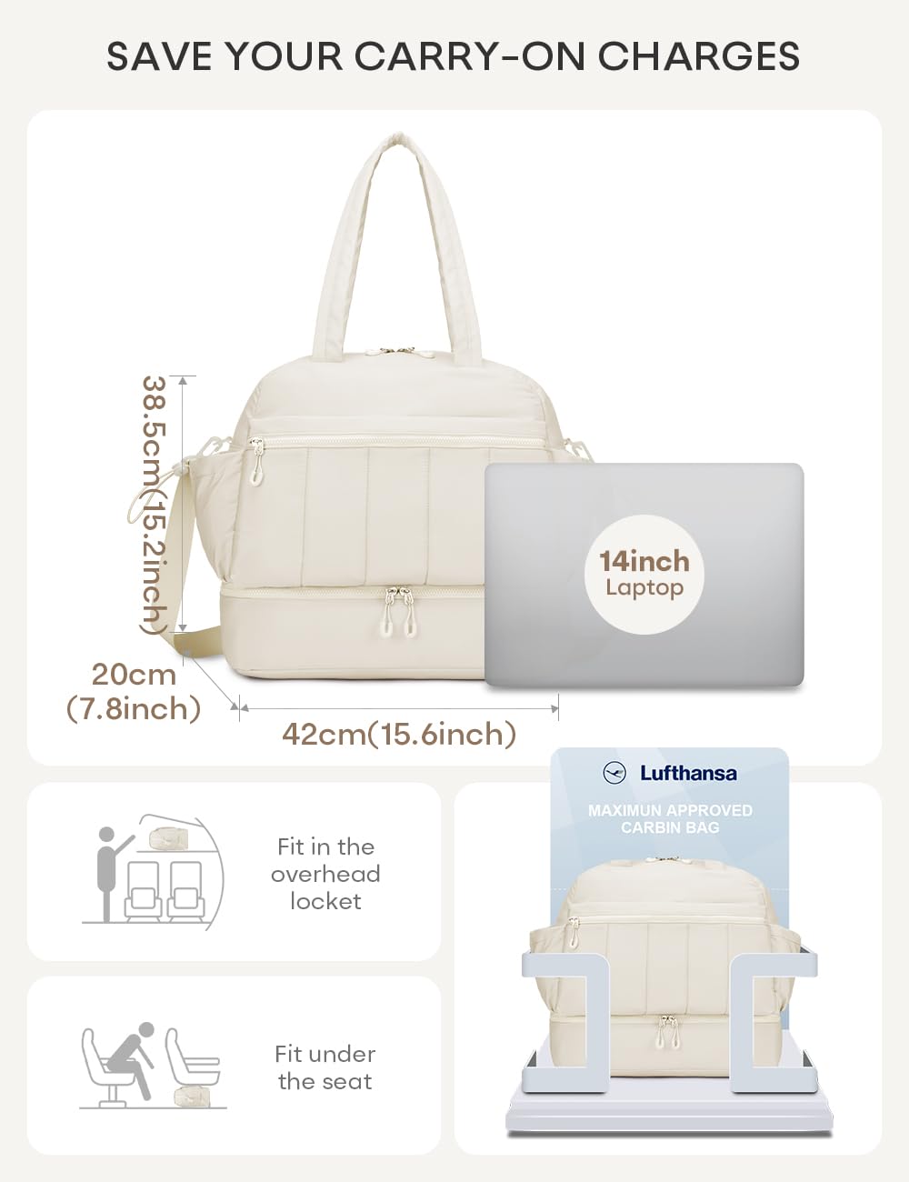 BAGZY Borsa da Viaggio 40X35X20 EasyJet Lufthansa Donna Borsone Palestra Uomo 34L Bagaglio a Mano Borsa Parto Ospedale Mamma con Scomparto Grande per Aereo Weekend Gym Travel Rosa