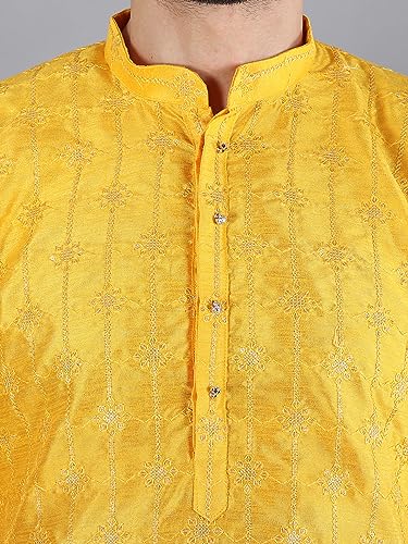 Image of Uri and MacKenzie Embroidery Silk Men's Kurta Pyjama Set