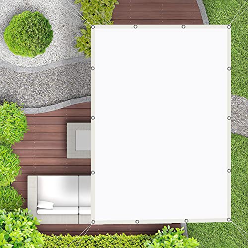 Voile d'ombrage rectangulaire 3x5.5m en polyester blanc résistant avec oeillets et corde - 2