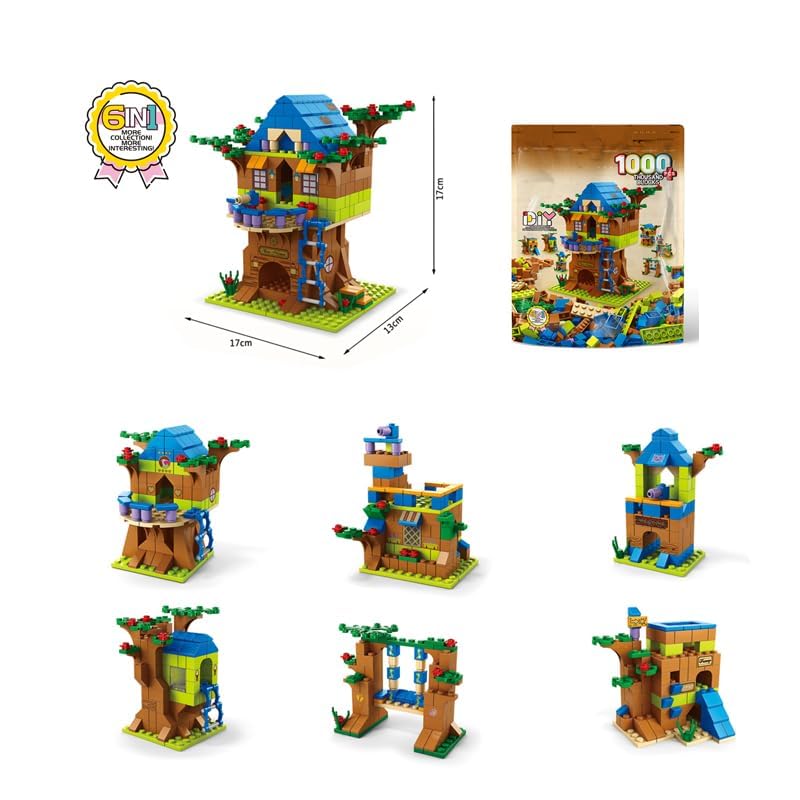 Image of SKY LINE OCEAN 6-in-1 Tree House Building Blocks Set (1000+ Pieces) | STEAM Learning Construction Kit for Kids | Build Treehouses, Jungle Camps & Nature Adventures | 6 Month Structural Warranty