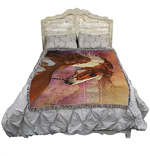 Pure Country Weavers Heart Of The West Blanket By Laurie Prindle - Native American - Horse Lover Gift Tapestry Throw Woven From Cotton - Made In The Usa (72X54) #TOP1
