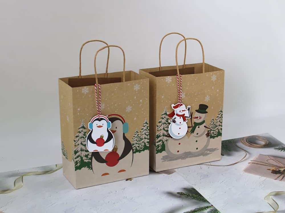 Confezione Regalo di Natale con Carta da Appendere Modellata, Confezione Regalo per Lo Shopping, Borsa Tote Natalizia da 24 Pezzi, Borsa Regalo in Pelle di Fascia Alta