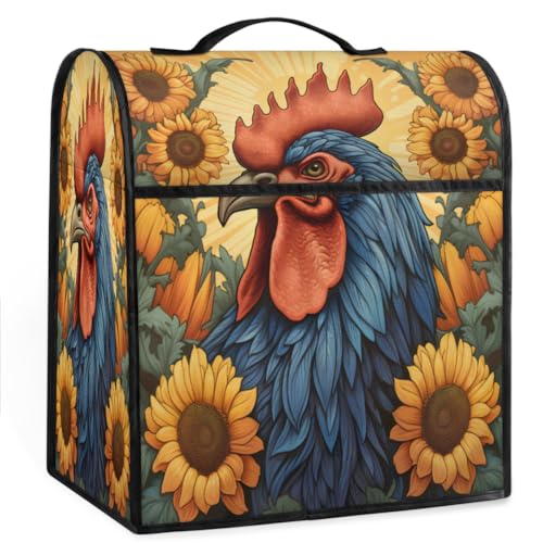Coffee Maker Cover Sunflower Rooster Kitchen Appliance Covers Small Appliance Covers Blender Cover Juicer Cover Dust Covers for Kitchen Appliances with Top Handle and Pockets,Washable,B323