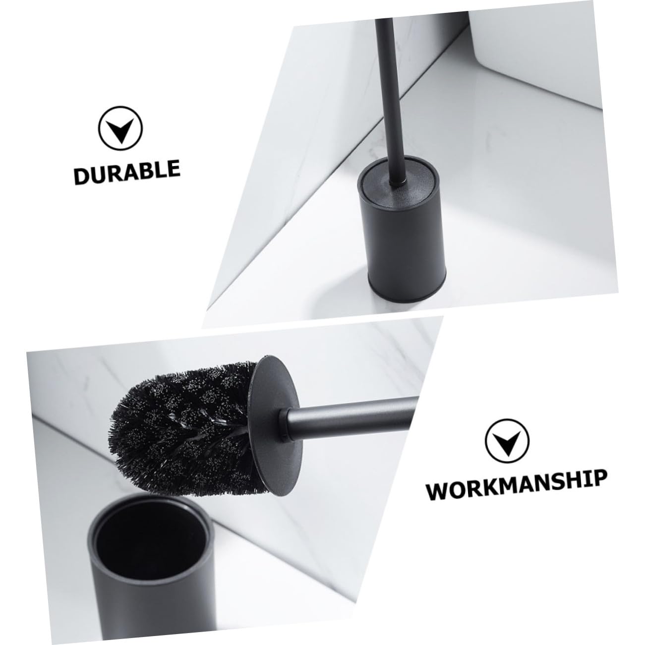 UKCOCO Cepillo de Limpieza para Inodoro y Soporte Escobilla de Baño Cierre Hermético para Limpiar el Inodoro Material de Calidad Color Negro