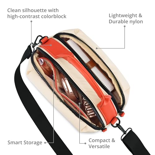 Image of Fastrack Sling Bag for Men & Women | Medium Nylon Sling with Colorblock Design, Zipper Closure, Webbing Strap & Detachable Sling | 2 Compartments with Internal Utility Pockets for Everyday Use