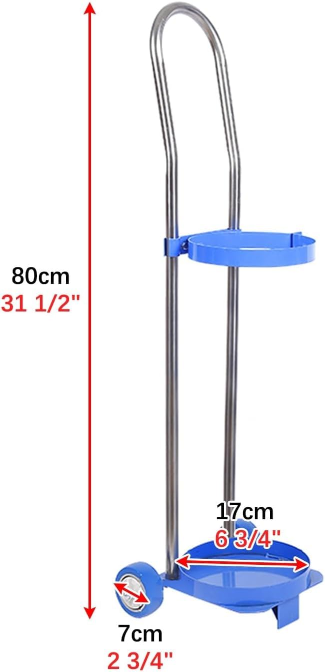 Carrello portatile per bombola di gas, resistente, con ruote, supporto per uso domestico e medico, altezza 80 cm