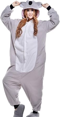 WOTOGOLD Animal Cosplay Costume Koala Unisex Adult Pajamas Gray Large