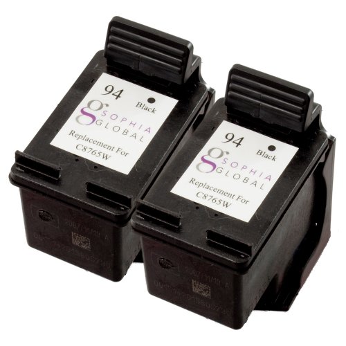 Sophia Global Remanufactured Ink Cartridge Replacement for HP 94 (2 Black)