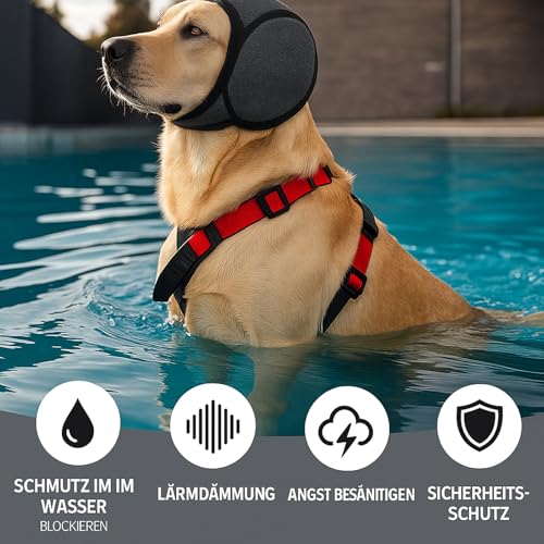 Ohrenschutz Hund, Gehörschutz für Hunde, Grauer Ohrenschützer für Hunde, Lärmschutz bei Feuerwerk und Gewitter, Stress und Angst Zu Reduzieren
